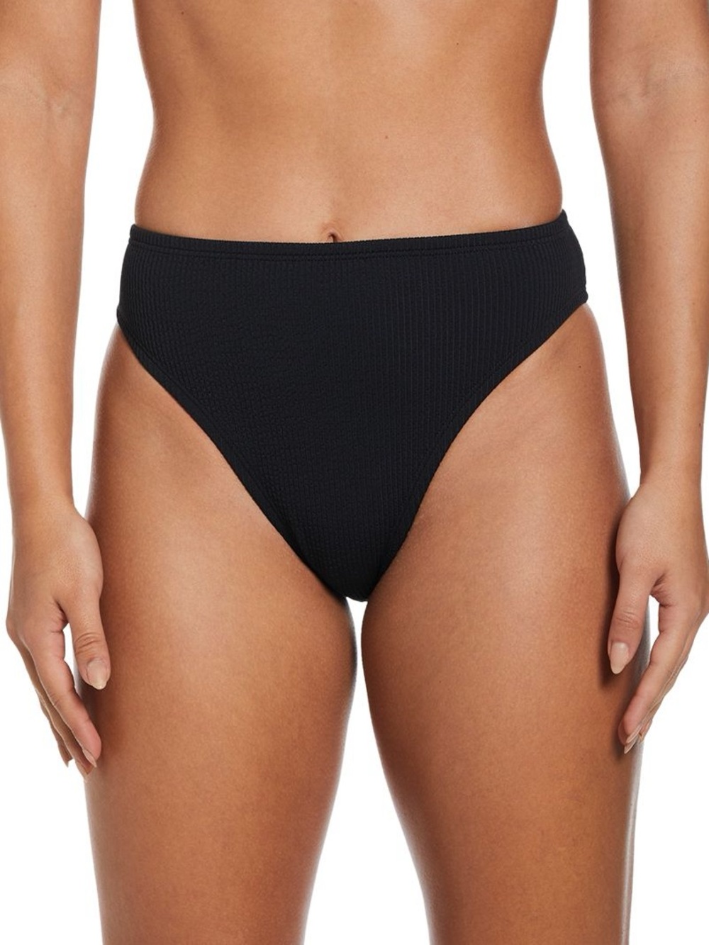 🆕 Nike Textured High Waist Bikini Bottom Black NWT